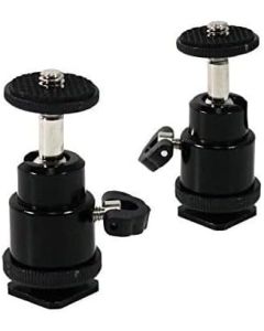 LimoStudio, AGG1253, 360 Degree Angle Adjustable Mini Ball Head for Photography, 1/4-inch Screw Thread Camera Mount, Flash Shoe Mount Bracket [2-Pack]