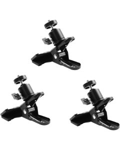 Foto&Tech 3 Pieces Metal Tripod Clip Clamp Mount 360 Mini Ball Head 1/4 Inch Screw Compatible with HTC Vive Base Station Lighthouse Canon Nikon Flash Lighting Speedlite DSLR Camera
